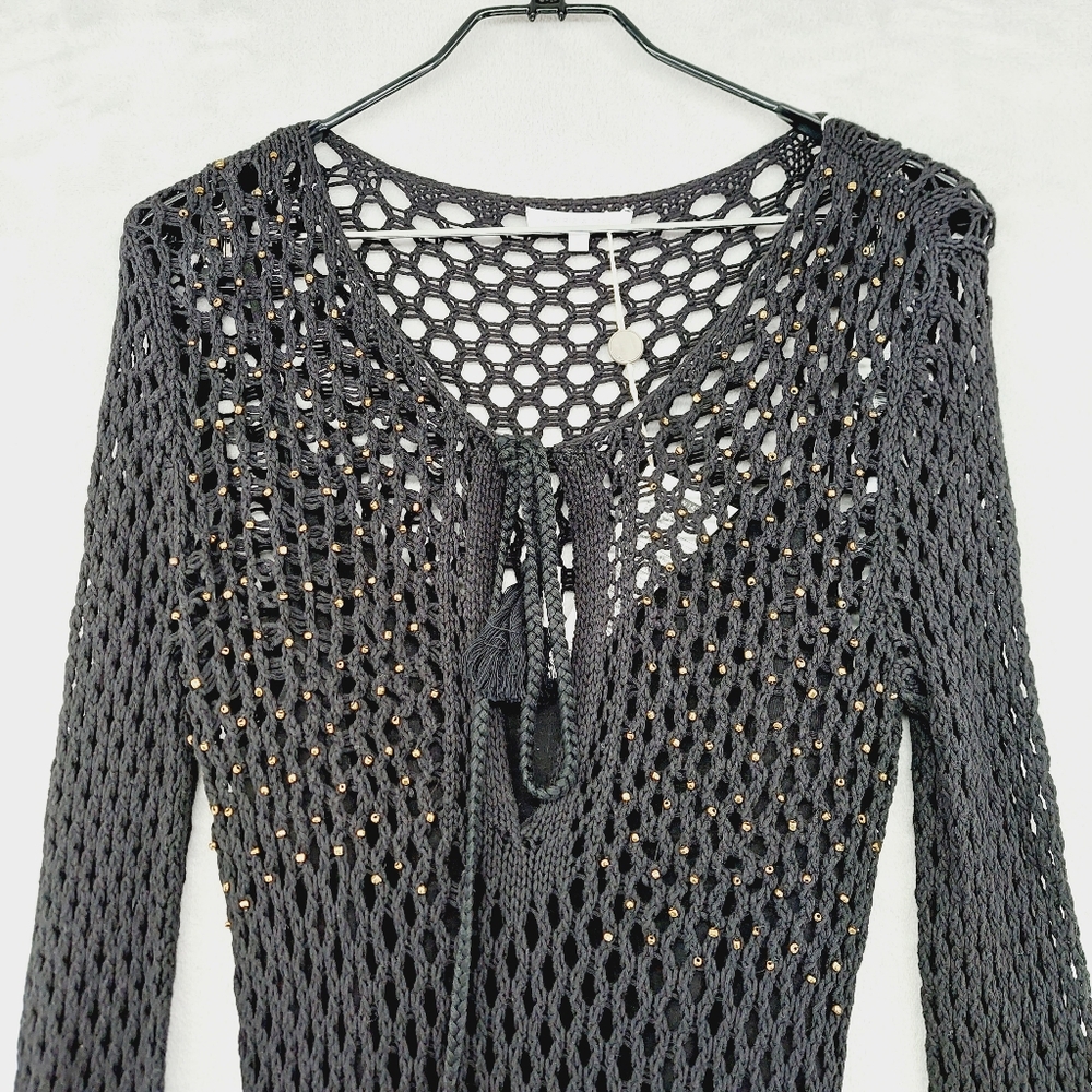 NEW Patrizia Pepe Black Crochet Knit Long Sleeve Dress with Slip Liner P1177 - Picture 7 of 15